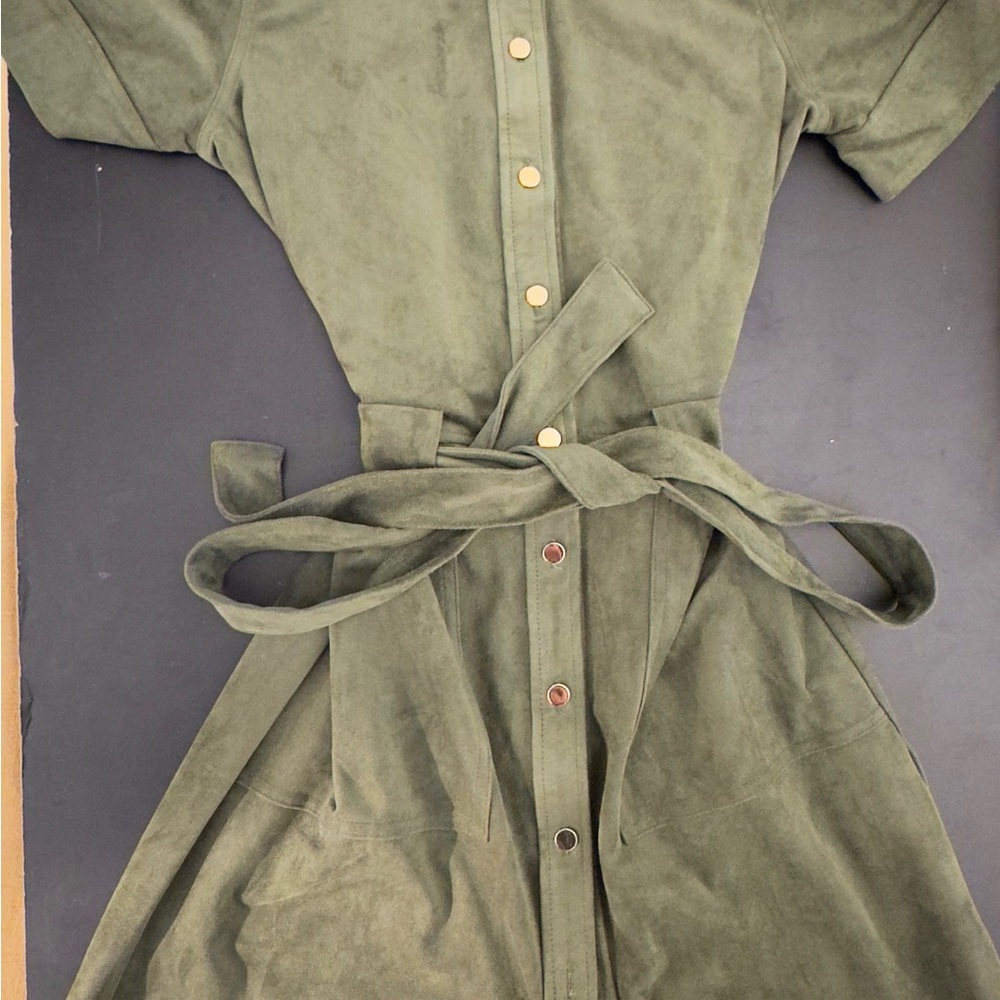 Olive Green Button-Up Dress